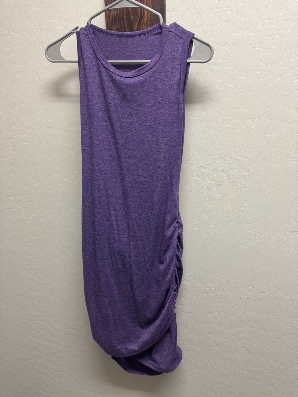 Sleeveless Purple Ruched Side Tank Dress